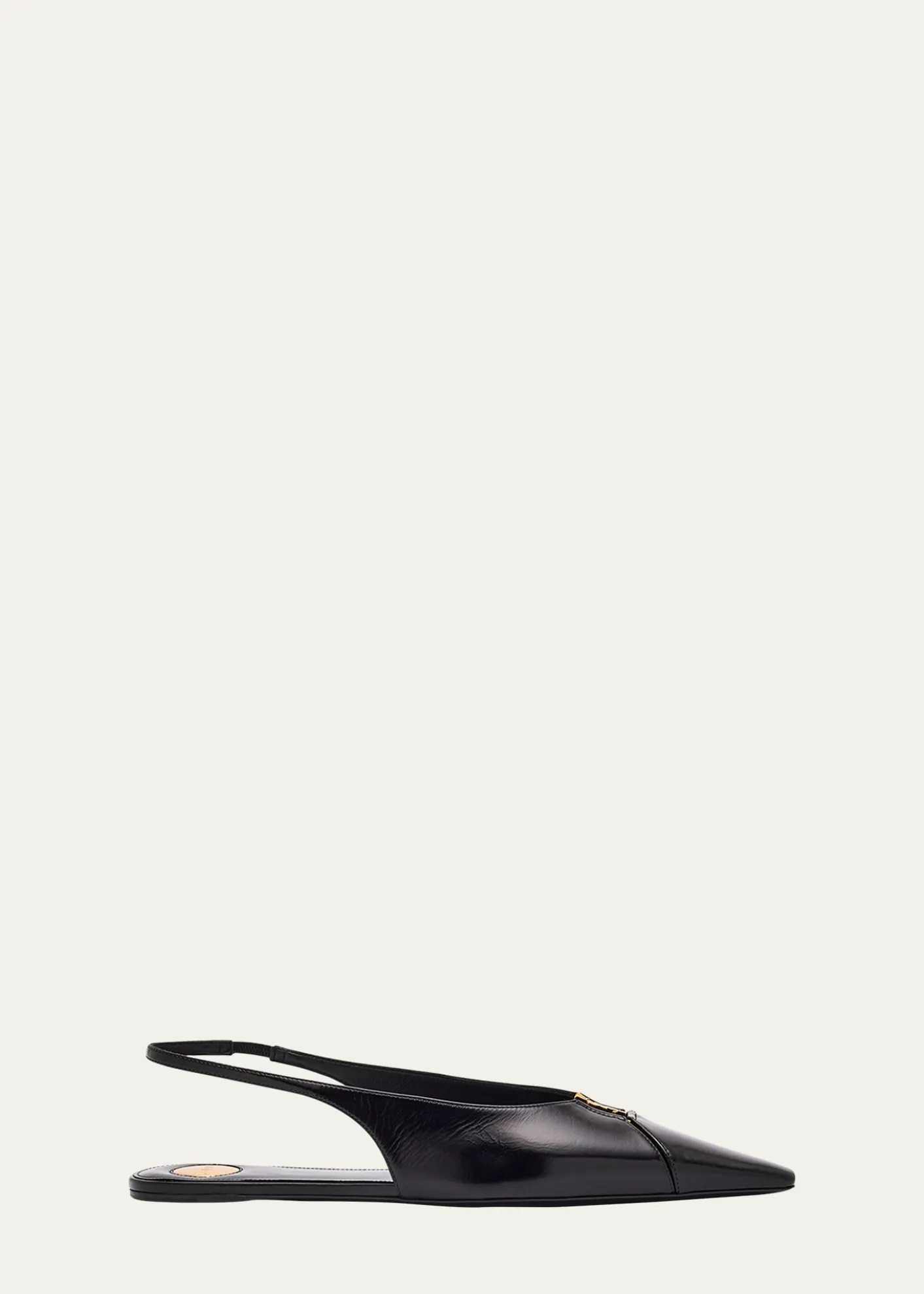 Saint LaurentBabylone Leather YSL Slingback Ballerina Flats