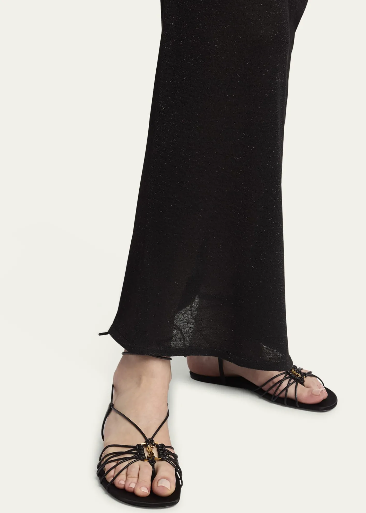 Saint LaurentBabylone Strappy YSL Ankle-Tie Sandals