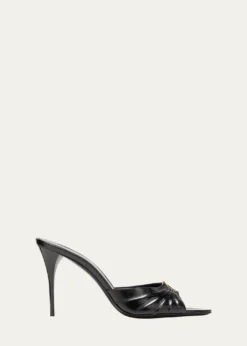 Saint LaurentBabylone YSL Ruched Leather Mule Sandals