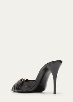 Saint LaurentBabylone YSL Ruched Leather Mule Sandals