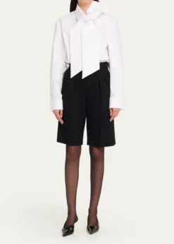 Saint LaurentBow-Detail Cotton Poplin Blouse