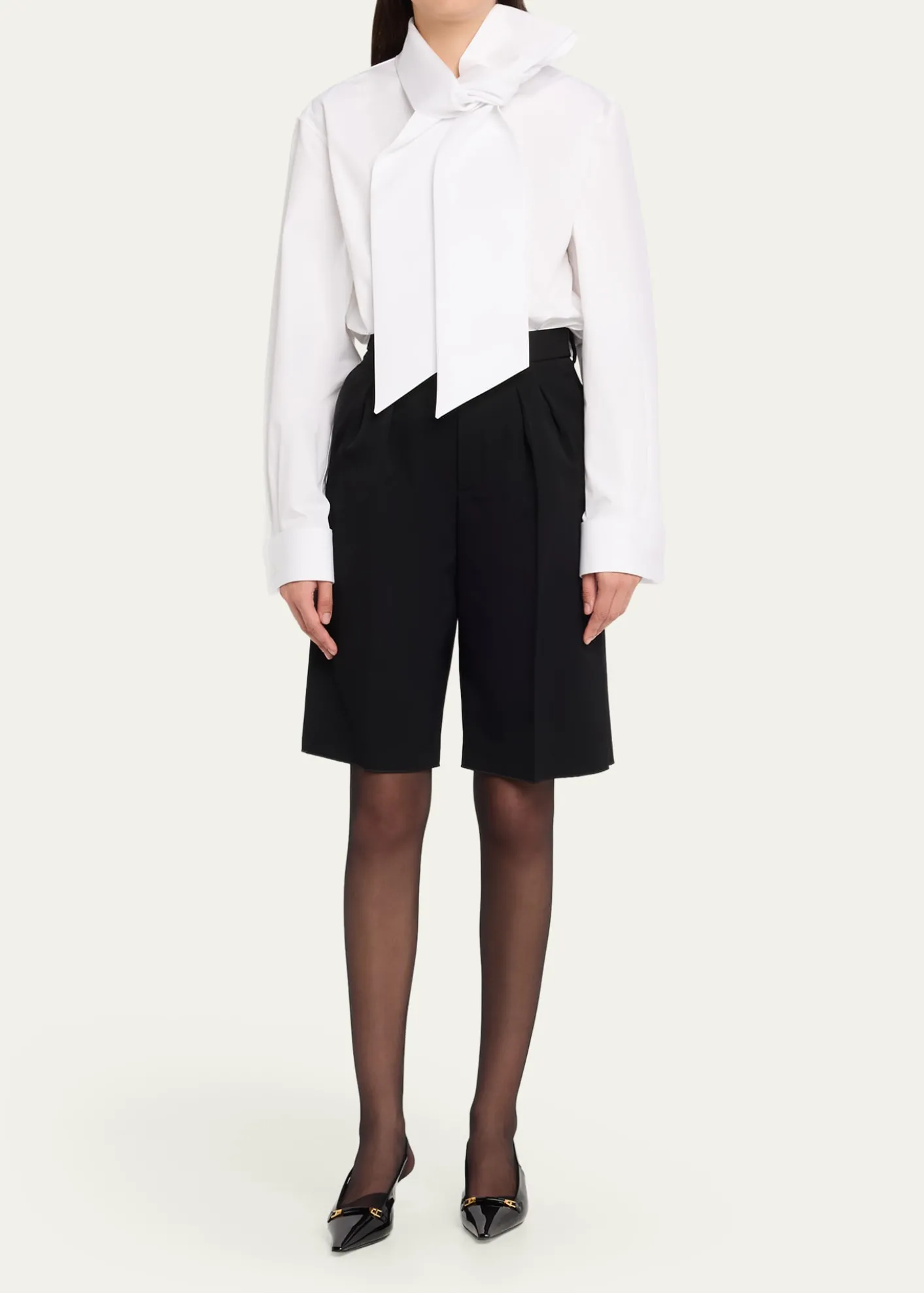Saint LaurentBow-Detail Cotton Poplin Blouse