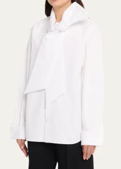 Saint LaurentBow-Detail Cotton Poplin Blouse
