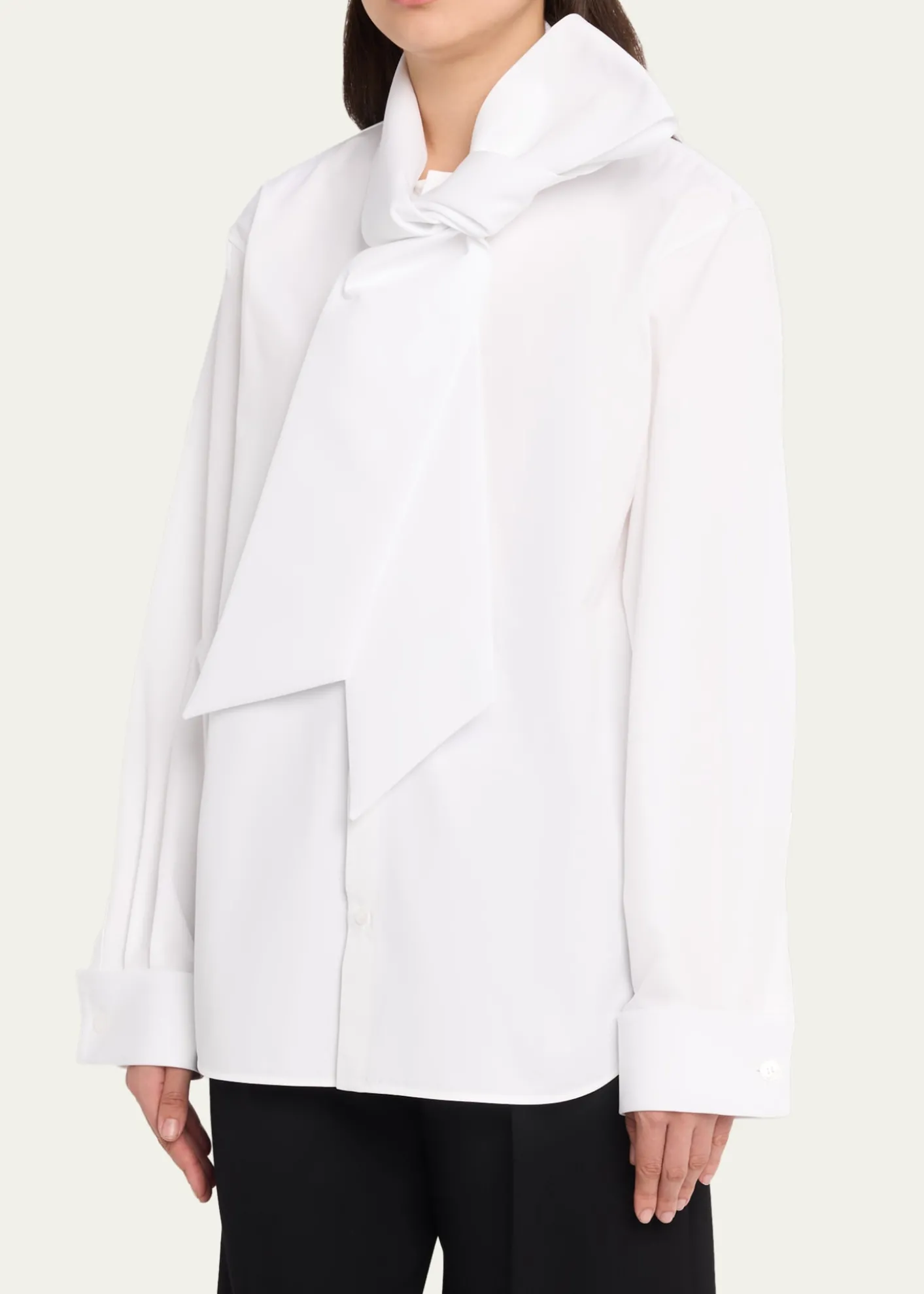 Saint LaurentBow-Detail Cotton Poplin Blouse