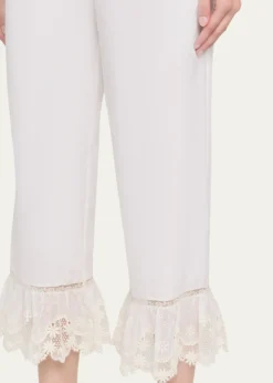 Saint LaurentBroderie Anglaise Ruffle Straight-Leg Crop Pants