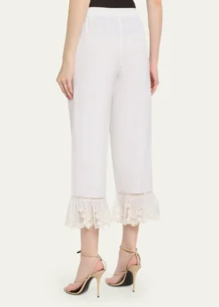 Saint LaurentBroderie Anglaise Ruffle Straight-Leg Crop Pants