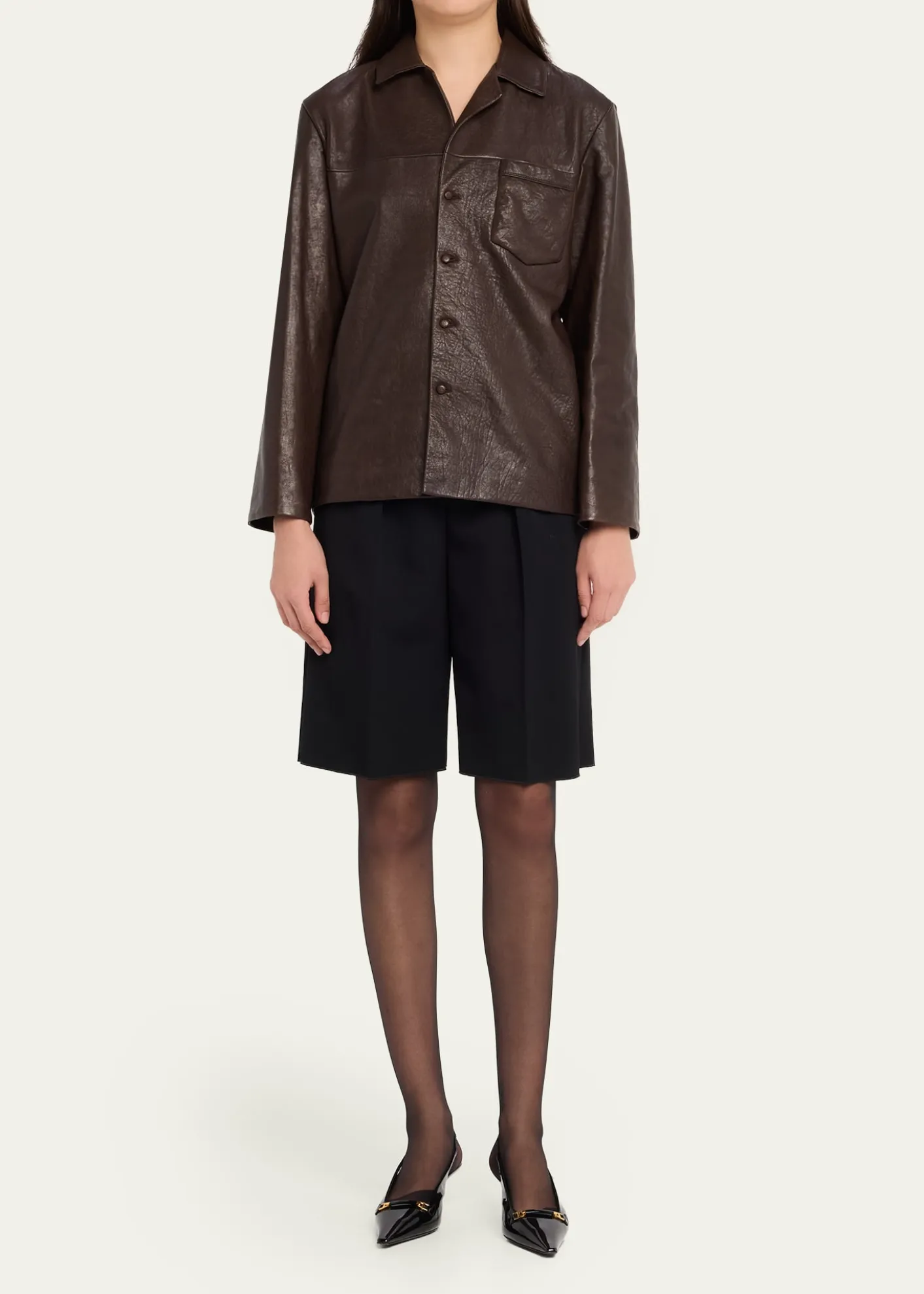 Saint LaurentBubbled Lambskin Leather Jacket