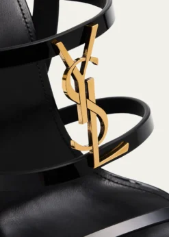 Saint LaurentCassandra YSL Medallion Leather Stiletto Sandals