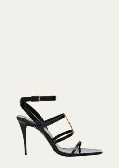Saint LaurentCassandra YSL Medallion Leather Stiletto Sandals