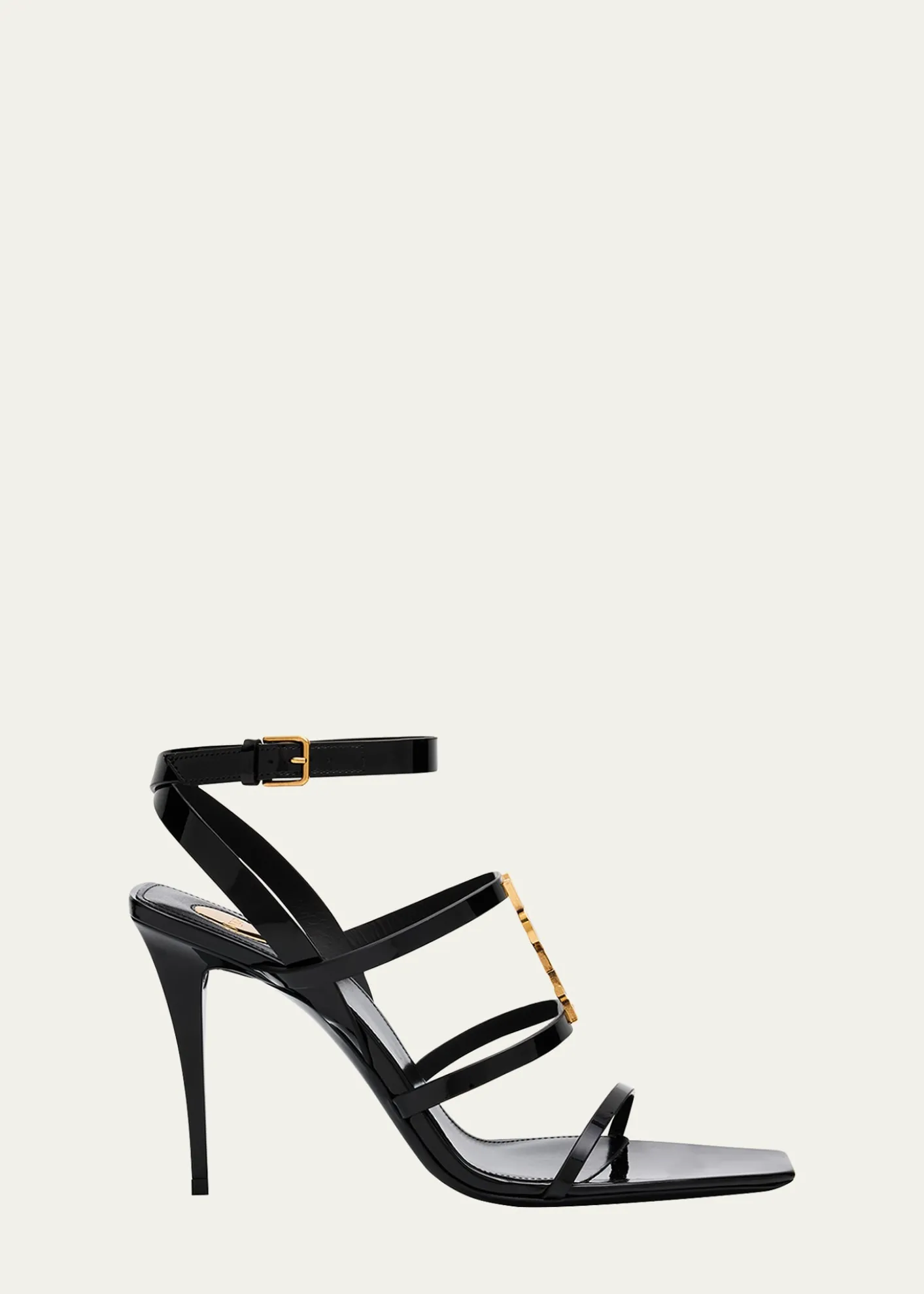 Saint LaurentCassandra YSL Medallion Leather Stiletto Sandals