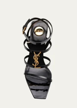 Saint LaurentCassandra YSL Medallion Leather Stiletto Sandals