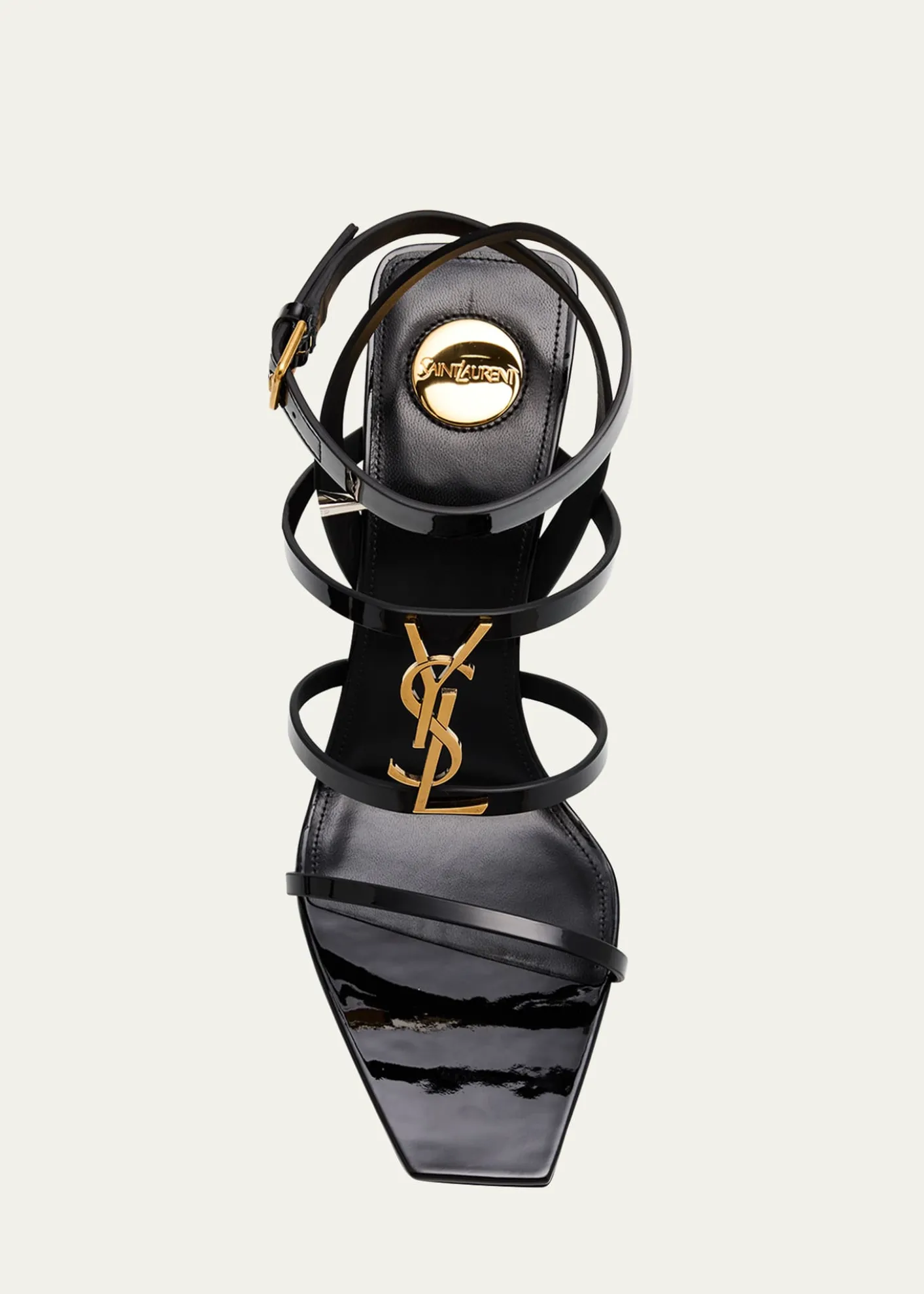Saint LaurentCassandra YSL Medallion Leather Stiletto Sandals