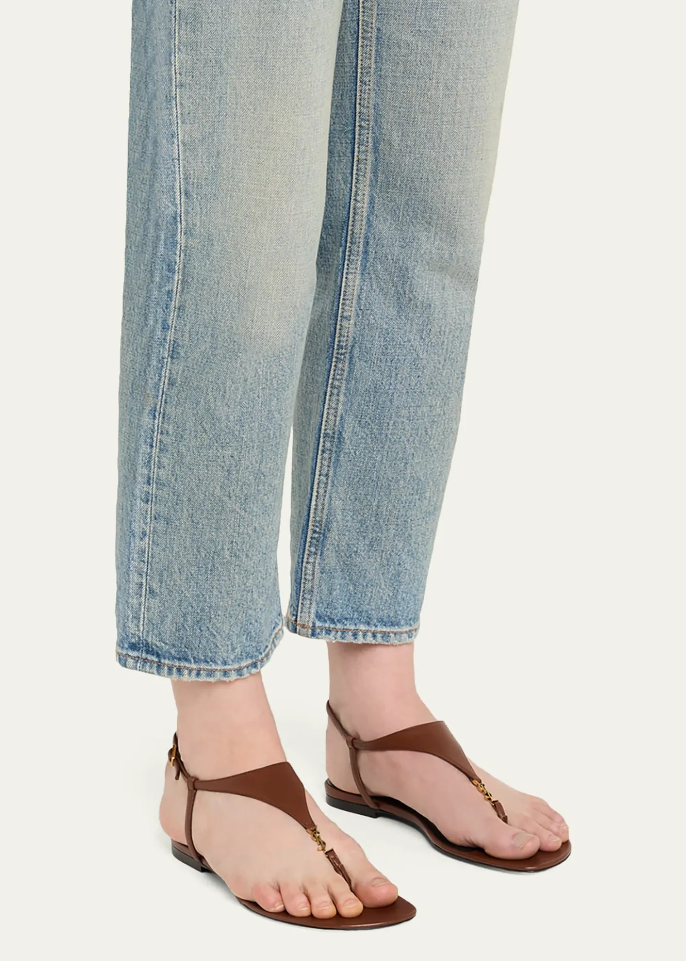 Saint LaurentCassandra YSL Smooth Leather Sandals