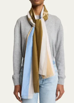 Saint LaurentCassandre Striped Stole in Cotton and Silk