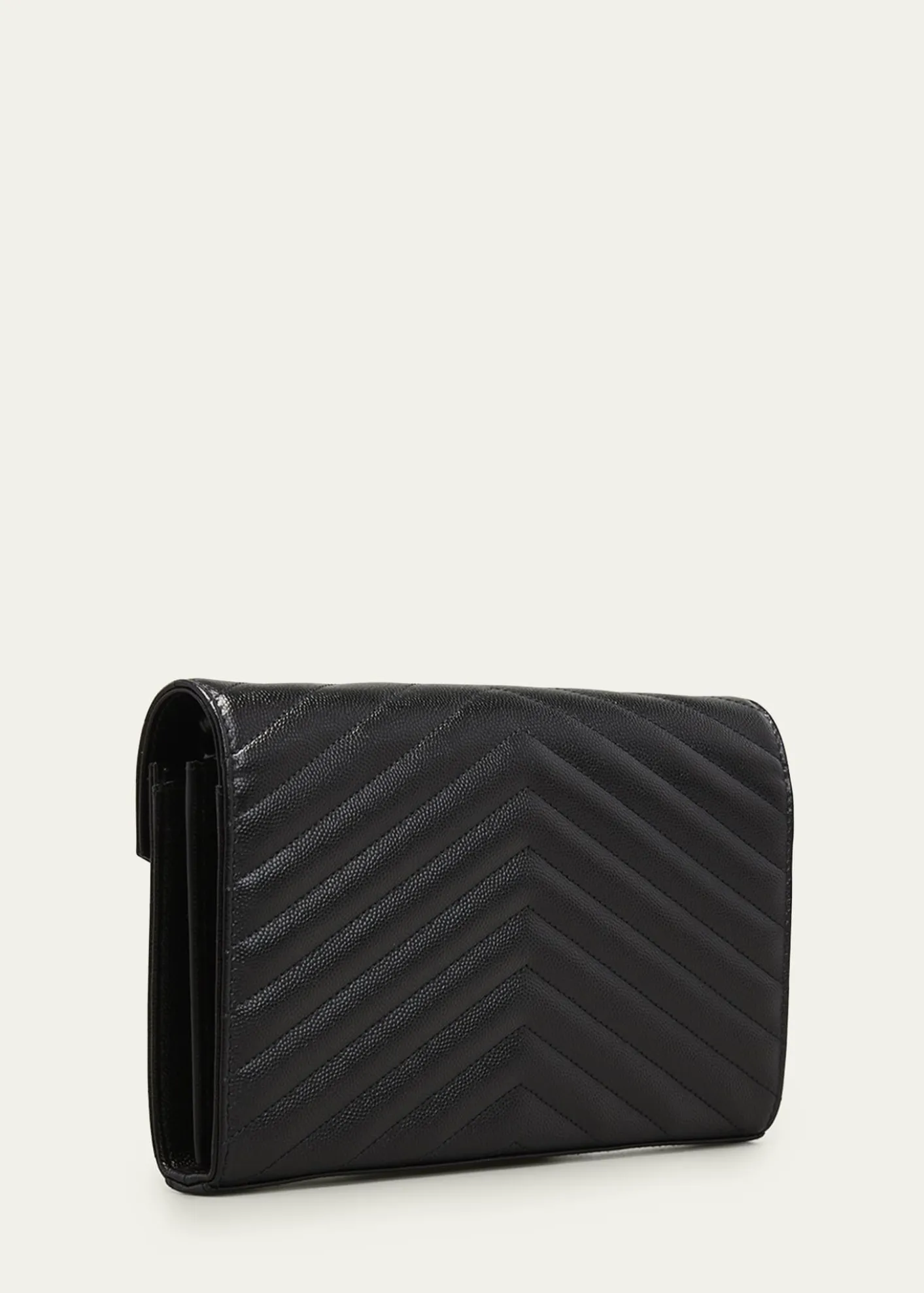 Saint LaurentCassandre YSL Monogram Large Wallet on Chain in Grained Leather