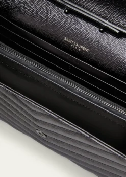 Saint LaurentCassandre YSL Monogram Large Wallet on Chain in Grained Leather