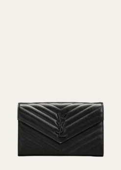 Saint LaurentCassandre YSL Monogram Large Wallet on Chain in Grained Leather