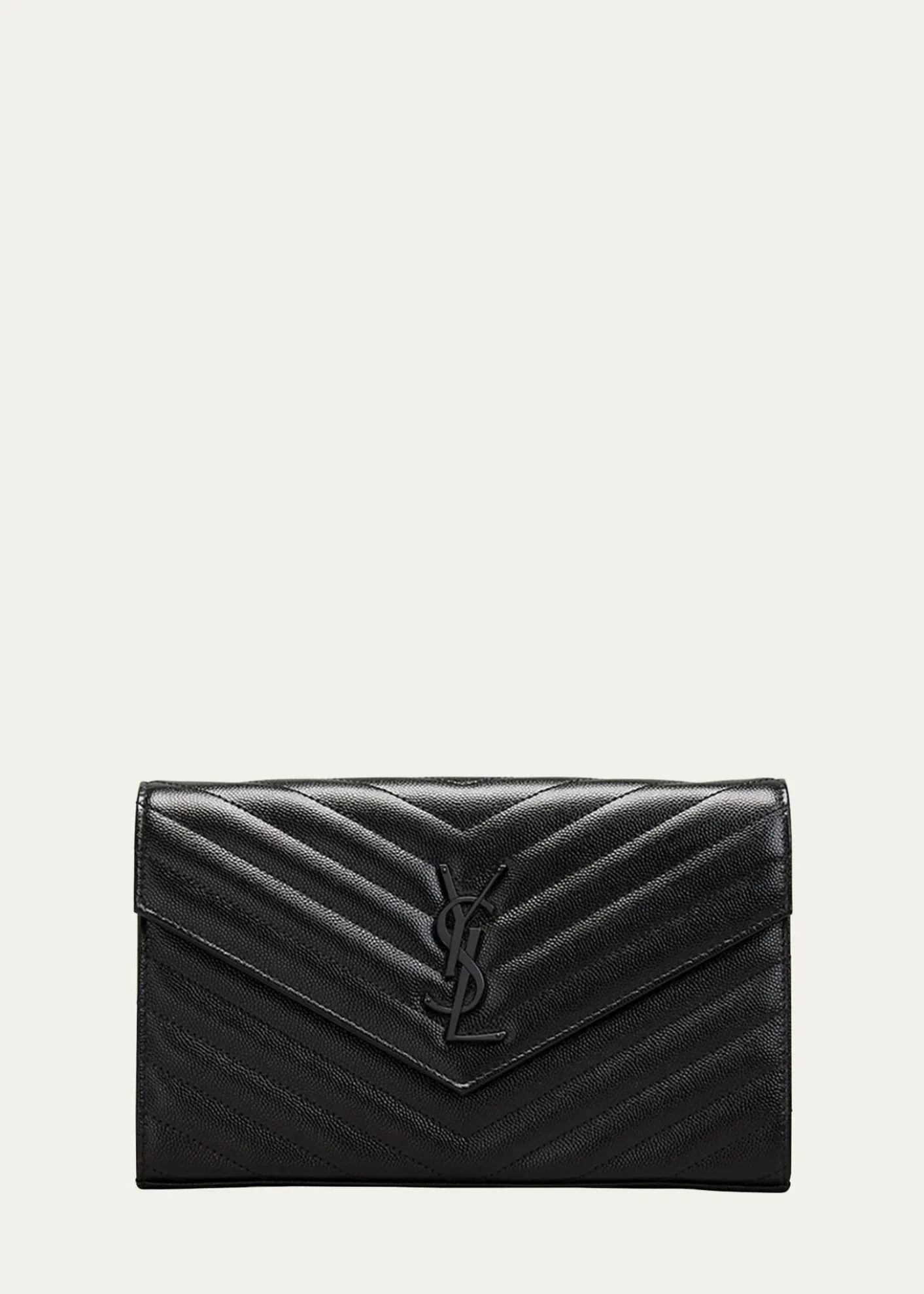 Saint LaurentCassandre YSL Monogram Large Wallet on Chain in Grained Leather