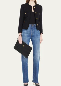 Saint LaurentCassandre YSL Monogram Large Pouch in Smooth Leather