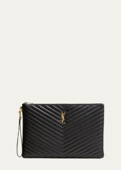 Saint LaurentCassandre YSL Monogram Large Pouch in Smooth Leather