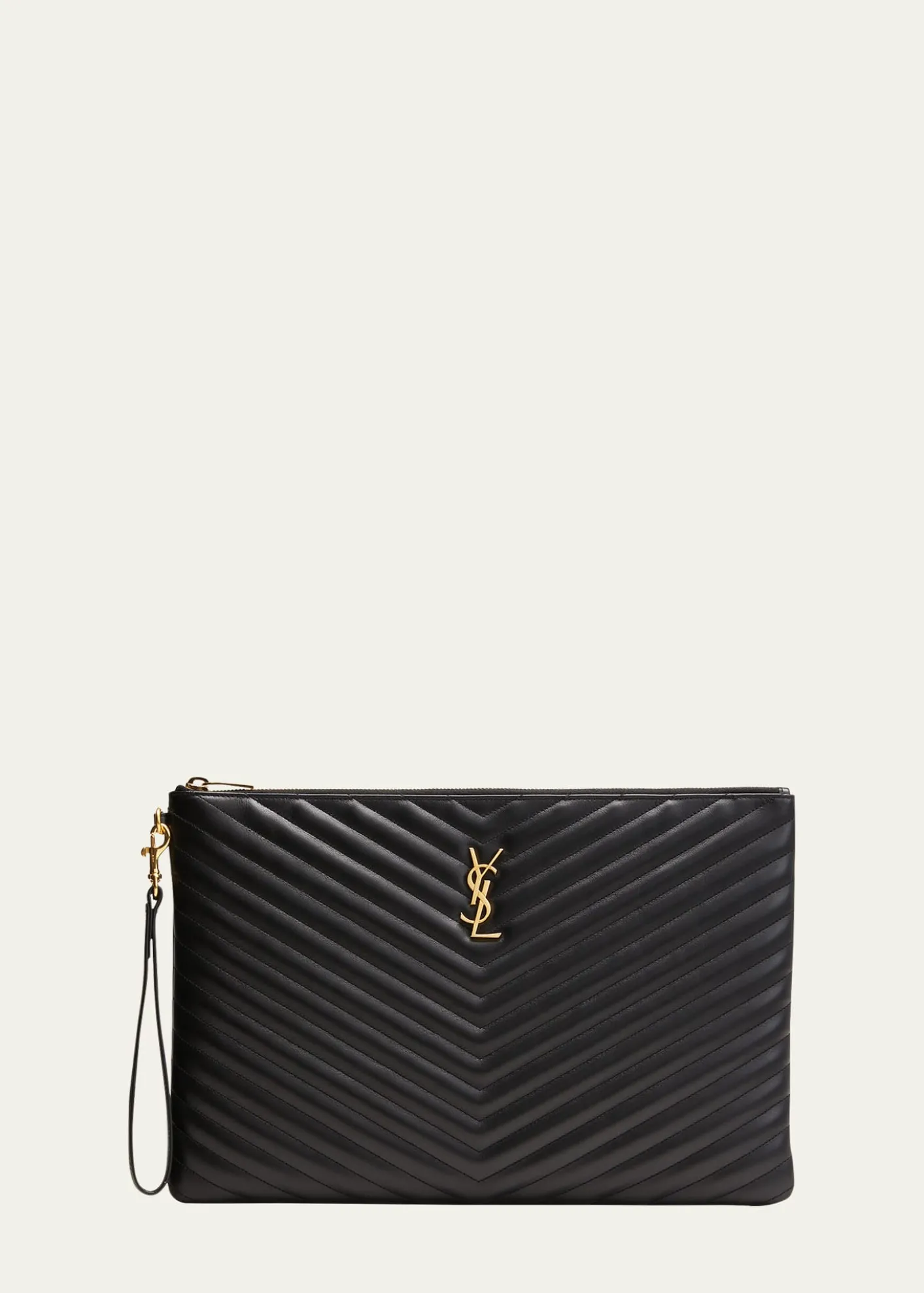 Saint LaurentCassandre YSL Monogram Large Pouch in Smooth Leather