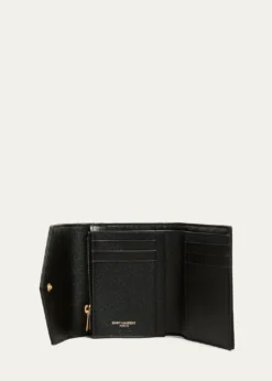 Saint LaurentCassandre YSL Monogram Trifold Wallet in Grained Leather