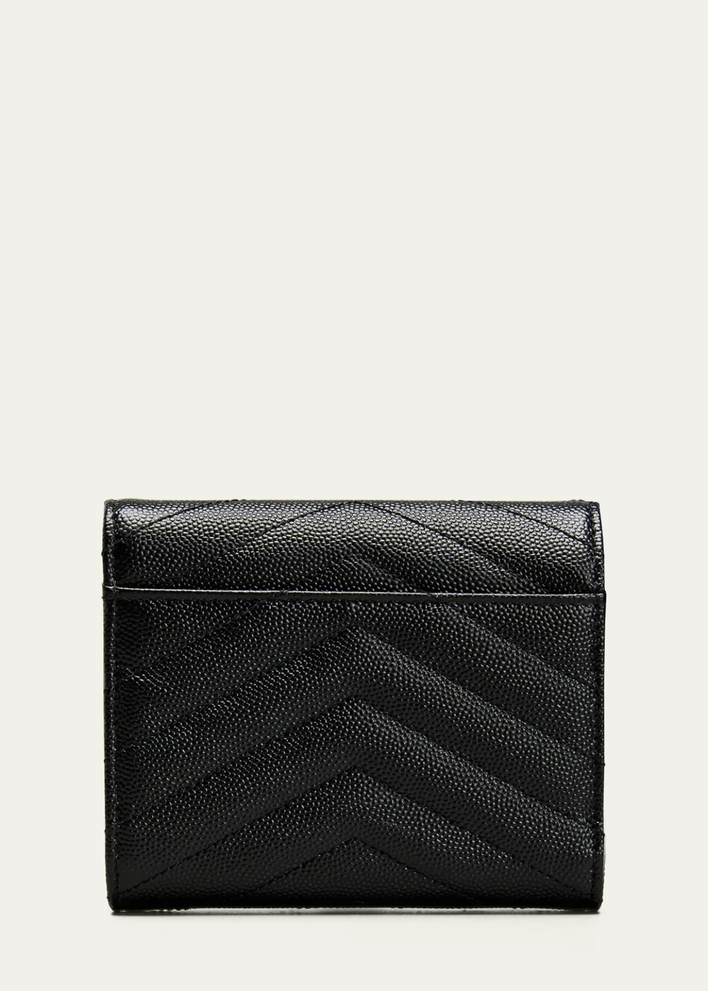 Saint LaurentCassandre YSL Monogram Trifold Wallet in Grained Leather