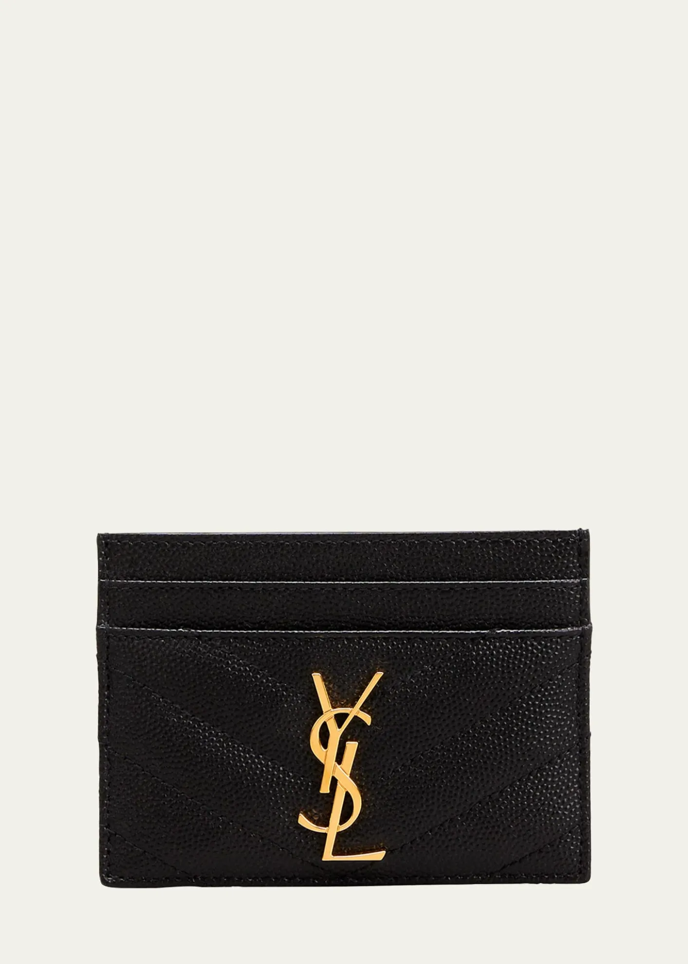 Saint LaurentCassandre YSL Monogram Card Case in Grained Leather