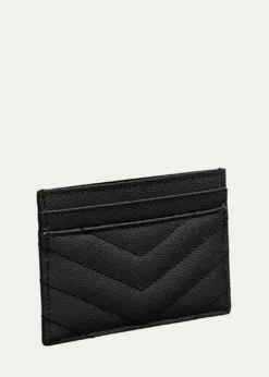 Saint LaurentCassandre YSL Monogram Card Case in Grained Leather