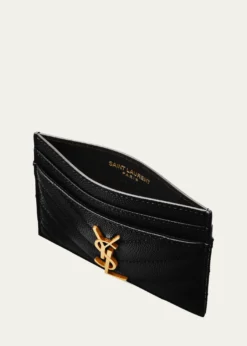 Saint LaurentCassandre YSL Monogram Card Case in Grained Leather