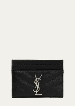 Saint LaurentCassandre YSL Monogram Card Case in Grained Leather
