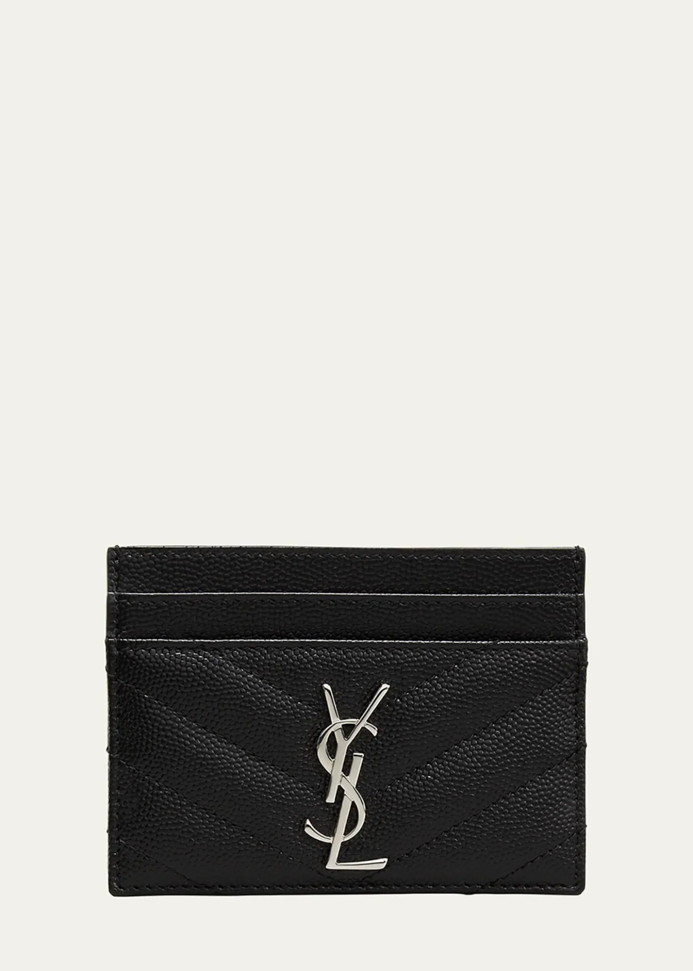 Saint LaurentCassandre YSL Monogram Card Case in Grained Leather