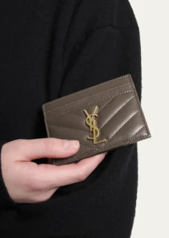 Saint LaurentCassandre YSL Monogram Card Case in Quilted Smooth Leather