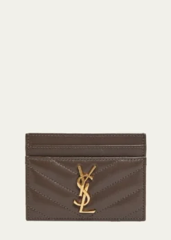 Saint LaurentCassandre YSL Monogram Card Case in Quilted Smooth Leather