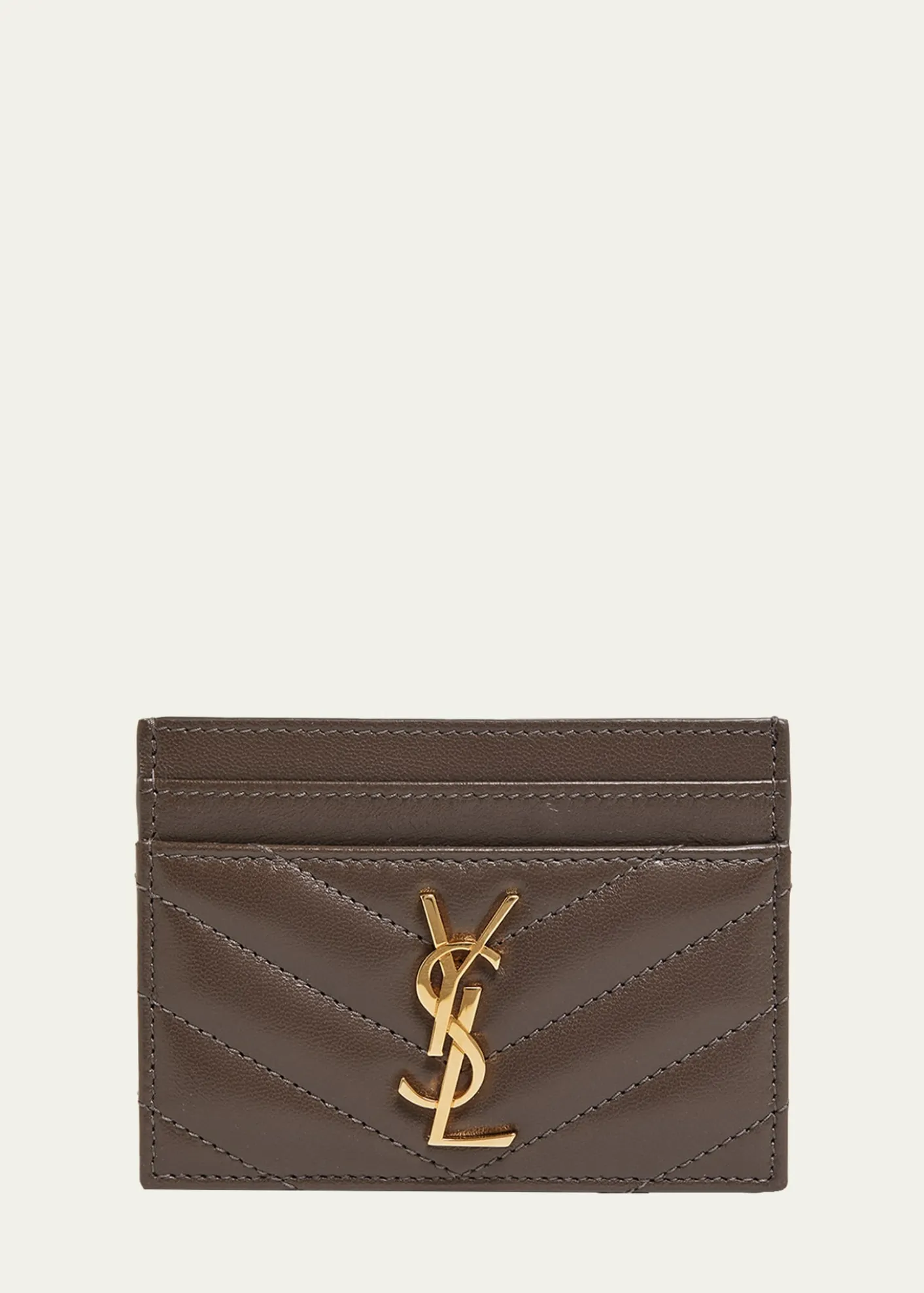 Saint LaurentCassandre YSL Monogram Card Case in Quilted Smooth Leather
