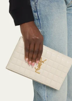 Saint LaurentCassandre YSL Wallet on Chain in Quilted Smooth Leather