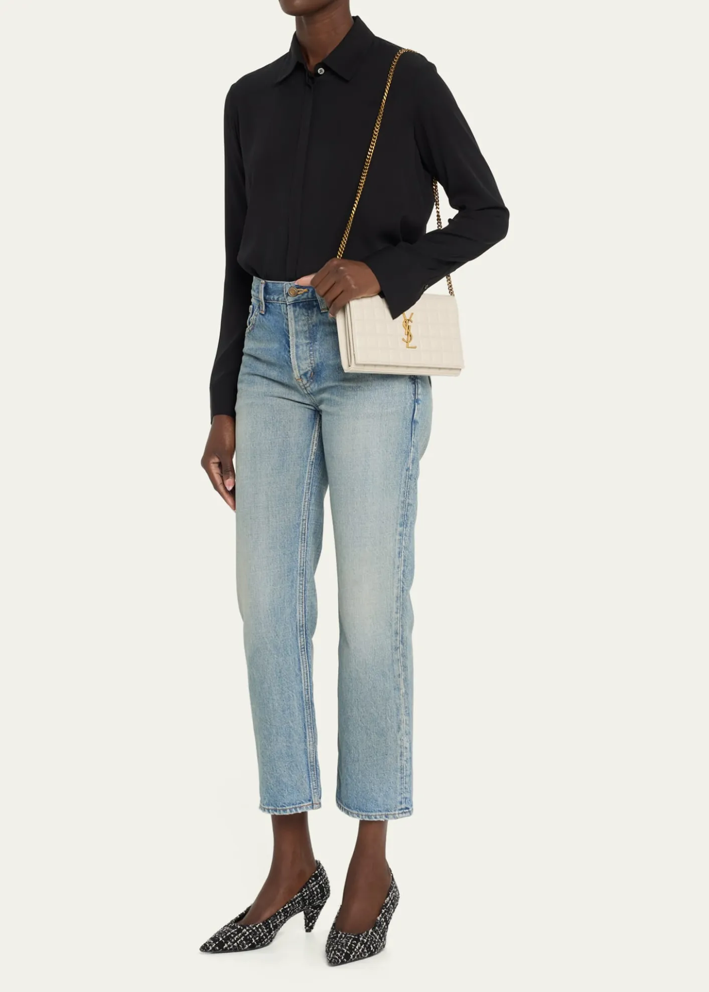 Saint LaurentCassandre YSL Wallet on Chain in Quilted Smooth Leather