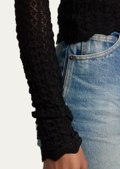 Saint LaurentDiamond Open-Knit Long-Sleeve Top