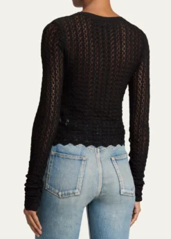 Saint LaurentDiamond Open-Knit Long-Sleeve Top