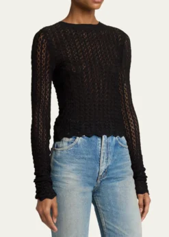 Saint LaurentDiamond Open-Knit Long-Sleeve Top