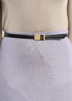 Saint LaurentEmbossed Leather Skinny Belt