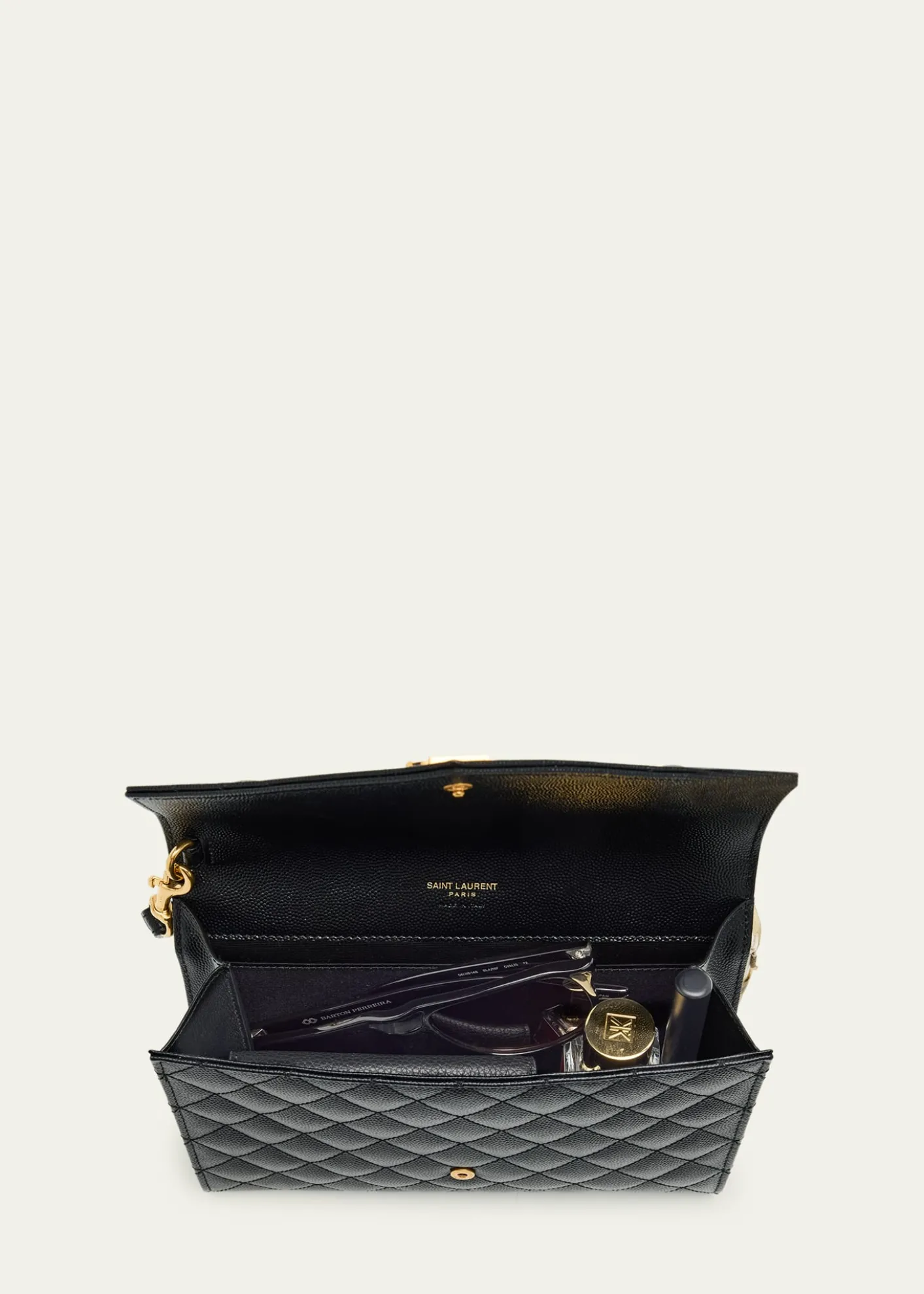 Saint LaurentEnvelope Flap YSL Clutch Bag in Grained Leather