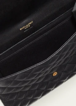 Saint LaurentEnvelope Flap YSL Clutch Bag in Grained Leather