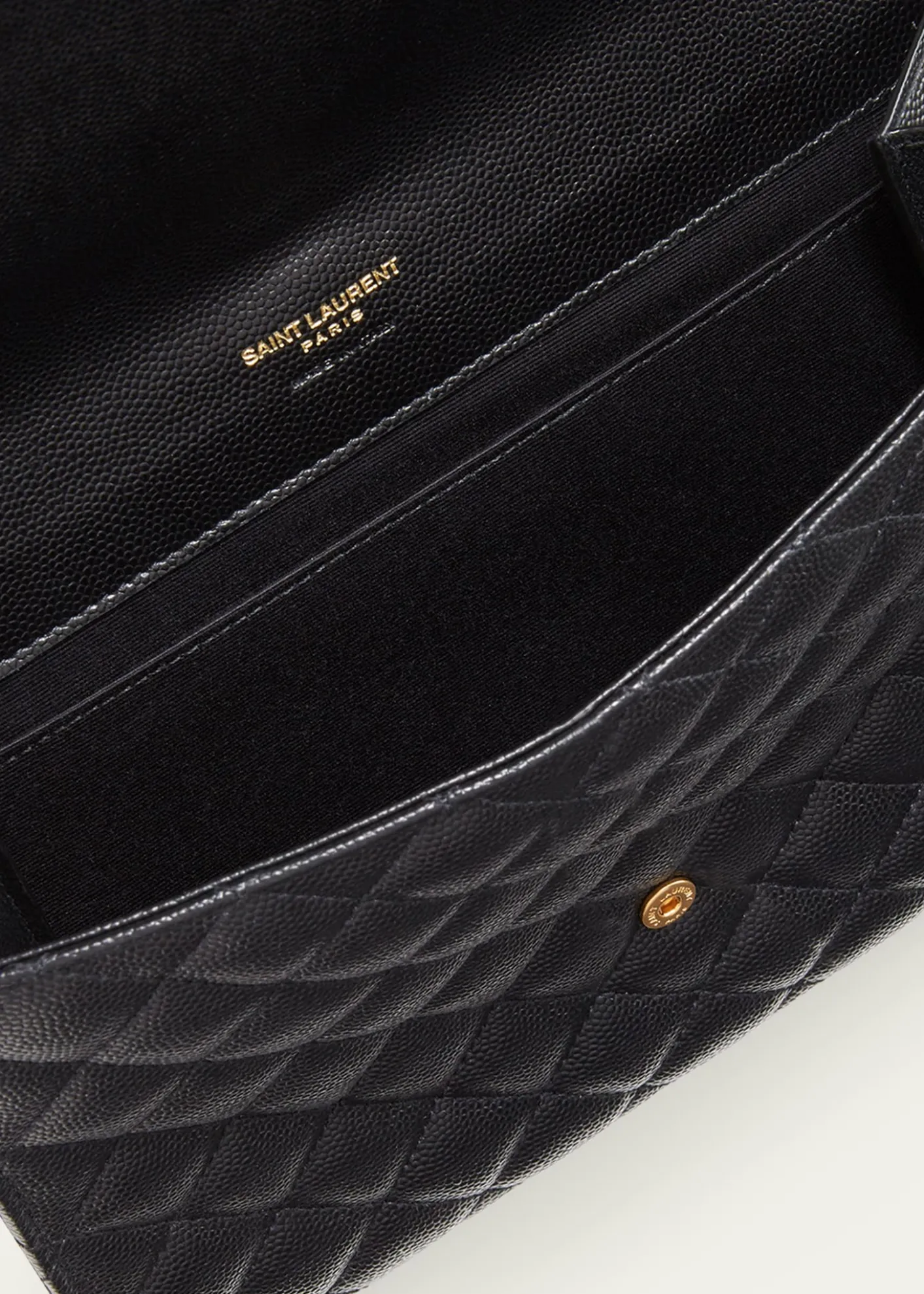 Saint LaurentEnvelope Flap YSL Clutch Bag in Grained Leather
