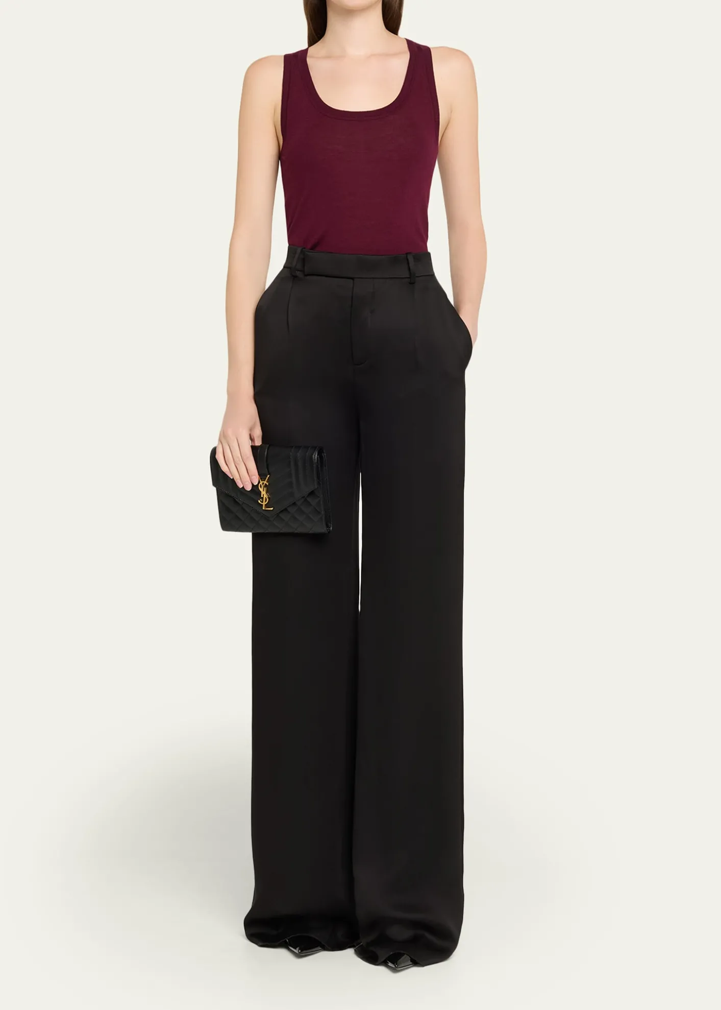 Saint LaurentEnvelope Flap YSL Clutch Bag in Grained Leather