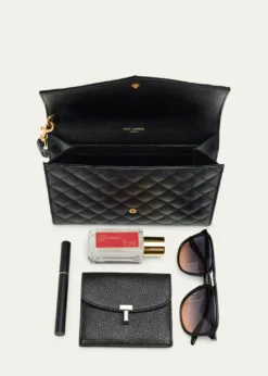 Saint LaurentEnvelope Flap YSL Clutch Bag in Grained Leather
