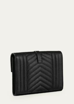 Saint LaurentEnvelope Flap YSL Clutch Bag in Grained Leather