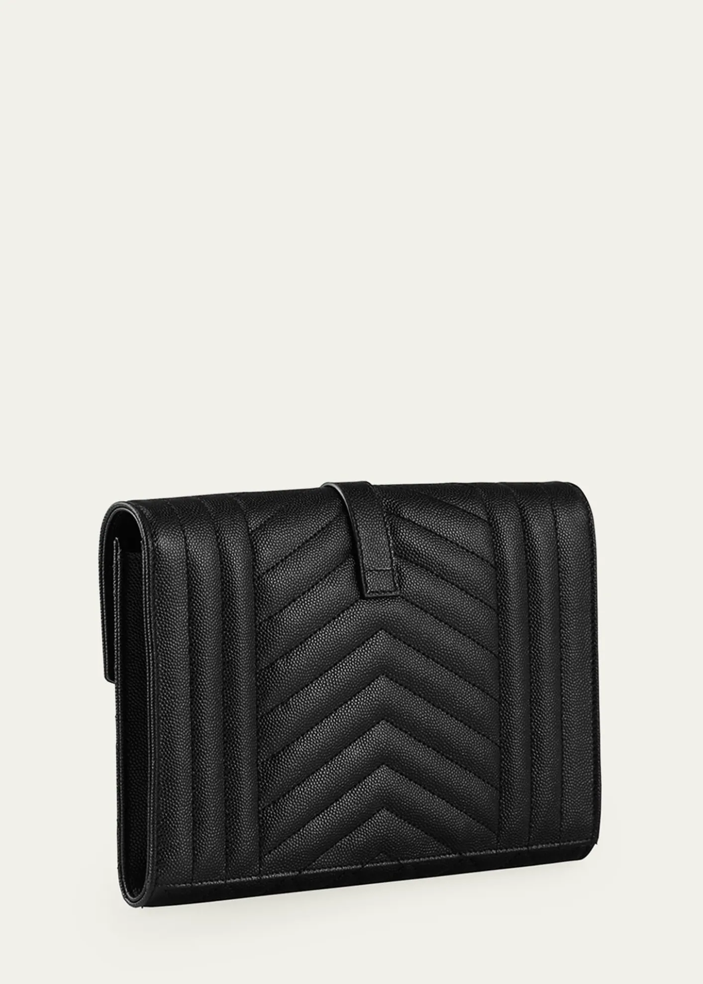Saint LaurentEnvelope Flap YSL Clutch Bag in Grained Leather