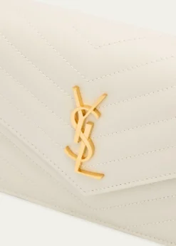 Saint LaurentEnvelope Small YSL Wallet on Chain in Grain Leather