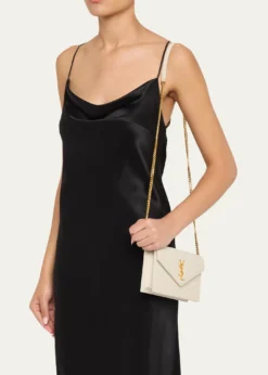 Saint LaurentEnvelope Small YSL Wallet on Chain in Grain Leather